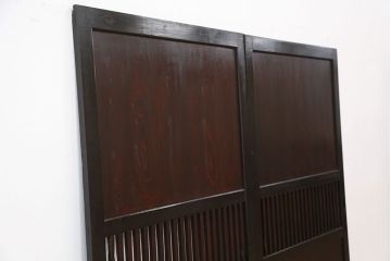 ★古民具・骨董　シンプルな格子帯戸　2枚セット(板戸、引き戸)