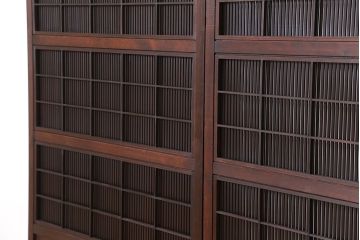 ★古民具・骨董　繊細で上質な裏障子付き万本格子戸　2枚セット