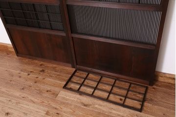 ★古民具・骨董　繊細で上質な裏障子付き万本格子戸　2枚セット