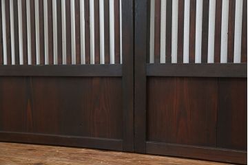 ★古民具・骨董　古いシックな格子戸4枚セット(建具)