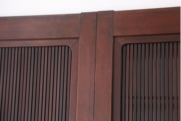 古民具・骨董　最高級!縦桟94本　素晴らしい作りの極上万本格子戸4枚セット(裏障子付き)