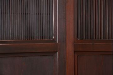古民具・骨董　最高級!縦桟94本　素晴らしい作りの極上万本格子戸4枚セット(裏障子付き)