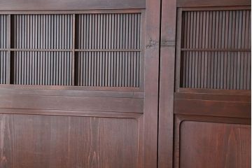古民具・骨董　最高級!縦桟94本　素晴らしい作りの極上万本格子戸4枚セット(裏障子付き)