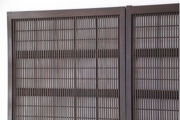 アンティーク　腰板欅材の美しい格子戸　4枚セット(裏障子付き)