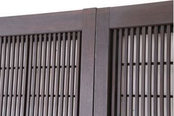アンティーク　腰板欅材の美しい格子戸　4枚セット(裏障子付き)