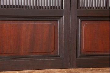 アンティーク　腰板欅材の美しい格子戸　4枚セット(裏障子付き)
