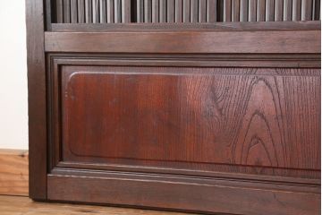 アンティーク　腰板欅材の美しい格子戸　4枚セット(裏障子付き)