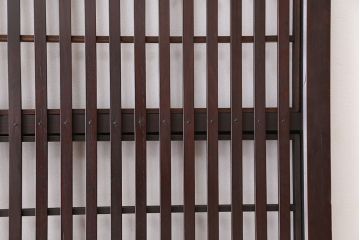 古民具・骨董　腰板欅材の裏障子付き格子戸　4枚セット
