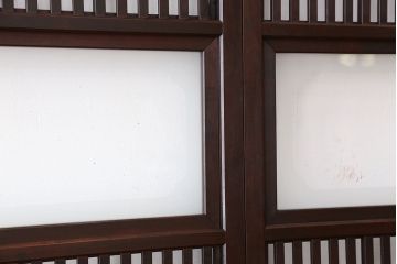 古民具・骨董　腰板欅材の裏障子付き格子戸　4枚セット