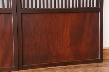 古民具・骨董　腰板欅材の裏障子付き格子戸　4枚セット