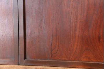 古民具・骨董　腰板欅材の裏障子付き格子戸　4枚セット