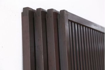 古民具・骨董　腰板欅材の裏障子付き格子戸　4枚セット
