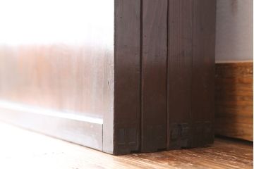古民具・骨董　腰板欅材の裏障子付き格子戸　4枚セット