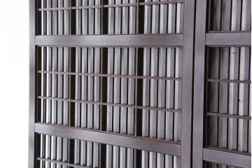 古民具・骨董　腰板欅材の裏障子付き格子戸　4枚セット