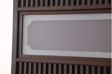 古民具・骨董　腰板欅材の裏障子付き格子戸　4枚セット
