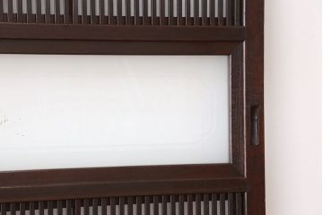 アンティーク　腰板欅材の幅のせまい格子戸2枚セット(裏障子付き)