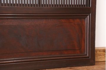 アンティーク　腰板欅材の幅のせまい格子戸2枚セット(裏障子付き)