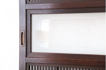 アンティーク　腰板欅材の幅のせまい格子戸2枚セット(裏障子付き)