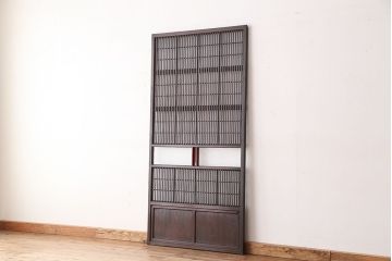 希少　色ガラス入り格子戸1枚(裏障子付き)