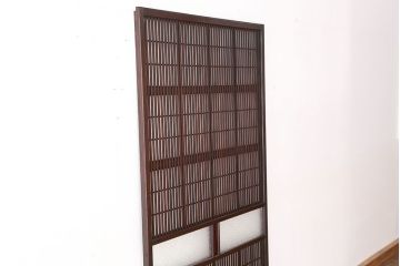 希少　色ガラス入り格子戸1枚(裏障子付き)