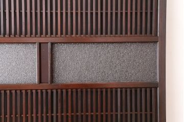 希少　色ガラス入り格子戸1枚(裏障子付き)