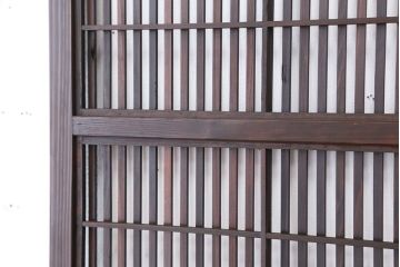 希少　色ガラス入り格子戸1枚(裏障子付き)