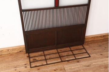 希少　色ガラス入り格子戸1枚(裏障子付き)