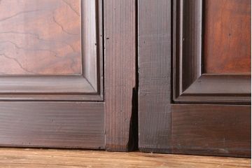 古民具・骨董　腰板欅材の上質な格子戸3枚セット(裏障子付き)