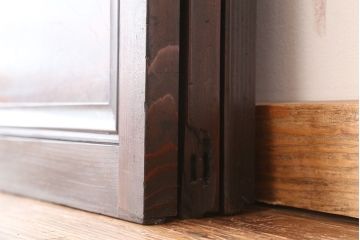 古民具・骨董　腰板欅材の上質な格子戸3枚セット(裏障子付き)