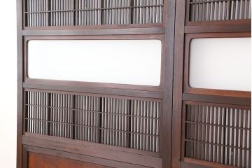 古民具・骨董　腰板欅材の上質な格子戸3枚セット(裏障子付き)