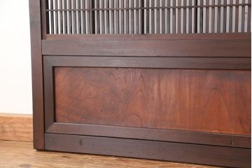 古民具・骨董　腰板欅材の上質な格子戸3枚セット(裏障子付き)