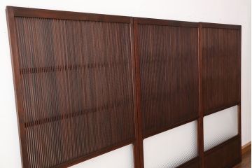古民具・骨董　上手物　裏ガラス入り　繊細な万本格子戸3枚セット
