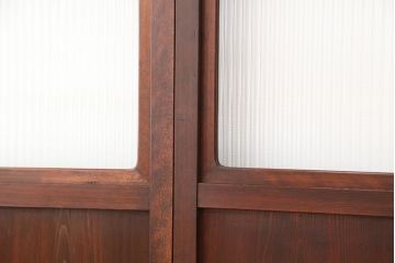 古民具・骨董　極上!上手物縦桟91本作りの素晴らしい裏ガラス万本格子戸4枚