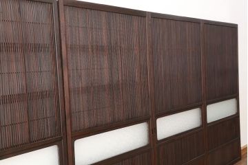 アンティーク　上手物シックで繊細な裏障子付き万本格子戸4枚セット(引き戸)