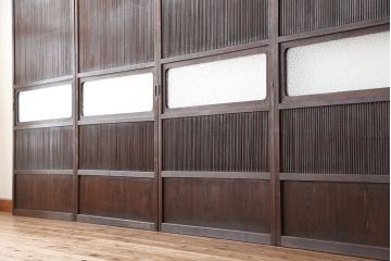 アンティーク　上手物シックで繊細な裏障子付き万本格子戸4枚セット(引き戸)