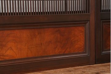アンティーク　美品腰板欅材・上質な裏障子付き格子戸4枚セット(建具)