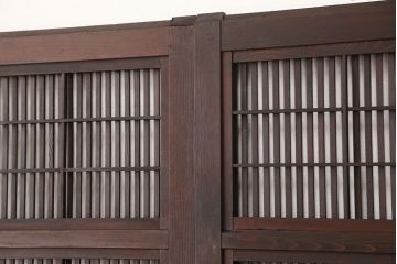 アンティーク　美品腰板欅材・上質な裏障子付き格子戸4枚セット(建具)
