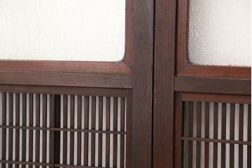 アンティーク　美品腰板欅材・上質な裏障子付き格子戸4枚セット(建具)