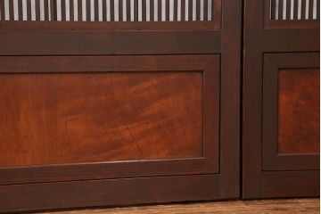 アンティーク　美品腰板欅材・上質な裏障子付き格子戸4枚セット(建具)
