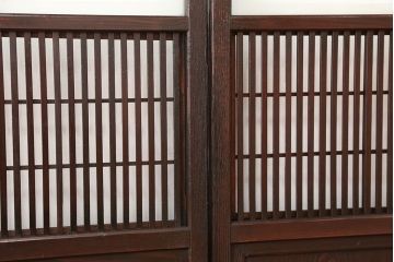 大正ロマン　色ガラス入りモダンな裏障子付き格子戸4枚セット(引き戸)