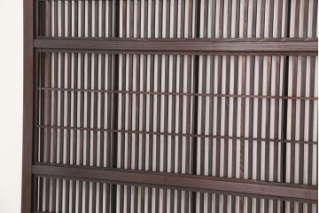 大正ロマン　色ガラス入りモダンな裏障子付き格子戸4枚セット(引き戸)