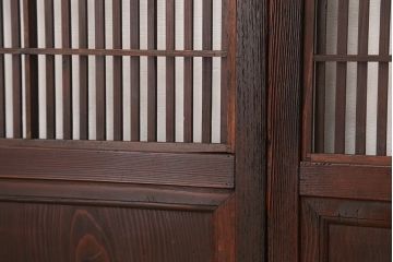 大正ロマン　色ガラス入りモダンな裏障子付き格子戸4枚セット(引き戸)