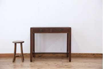 アンティーク家具　アンティーク　古いタモ材のシンプルで上品な平机(テーブル)