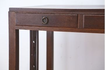 アンティーク家具　アンティーク　古いタモ材のシンプルで上品な平机(テーブル)