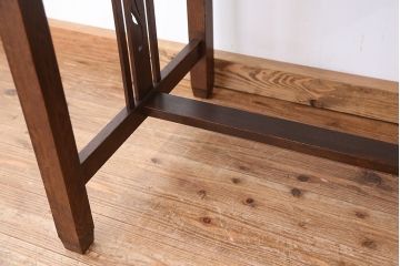 アンティーク家具　アンティーク　古いタモ材のシンプルで上品な平机(テーブル)