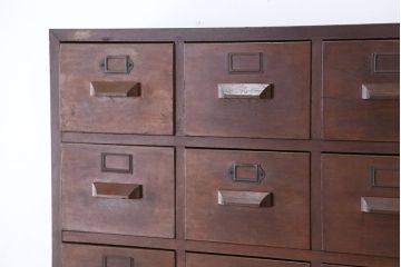 アンティーク家具　アンティーク　古い図書館の重厚脚付きカードケース(書類棚/チェスト/引き出し/ドロワー/図書館/図書室)