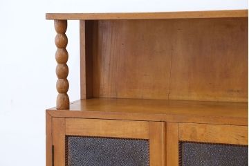 レトロ家具　アンティーク レトロなデザインのダイヤガラス本箱(収納棚・ブックケース)