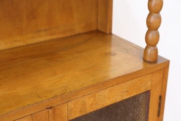 レトロ家具　アンティーク レトロなデザインのダイヤガラス本箱(収納棚・ブックケース)
