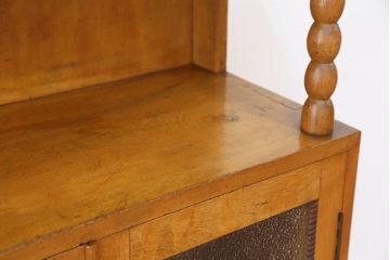 レトロ家具　アンティーク レトロなデザインのダイヤガラス本箱(収納棚・ブックケース)