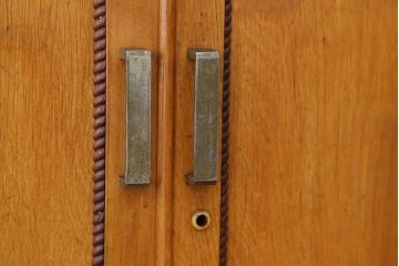 レトロ家具　アンティーク レトロなデザインのダイヤガラス本箱(収納棚・ブックケース)